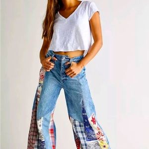 Free People Cortez Pieced Patchwork Bandana Jeans Size 25